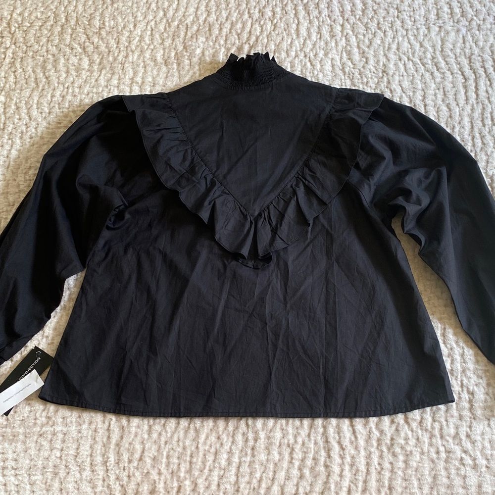 Black Ruffled Women's Top - Picture 3 of 7